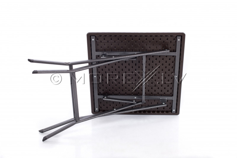 Square plastic folding table with a rattan design 62x62x74 cm