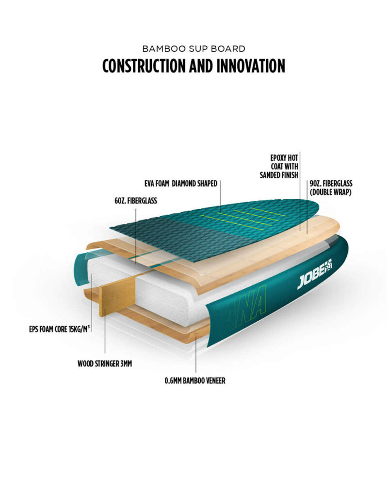 Solid SUP Board Jobe Bamboo Parana 11.6, 350x78.7x13.5 cm
