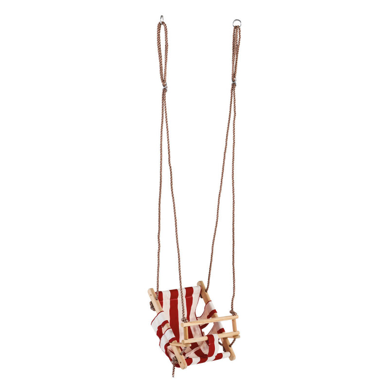 Kids wooden swing with canvas seat 45x31 cm, КВТ red-and-white