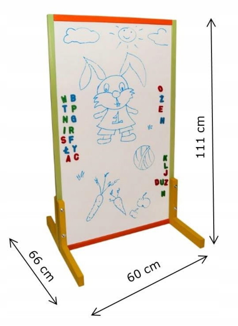 Double-sided wooden board for kids ST04 (66x60x111cm)