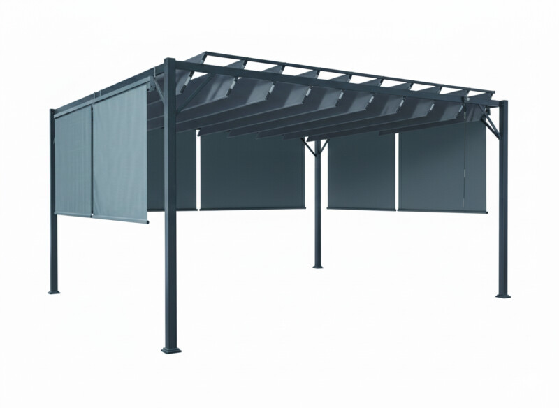 3X4 m Bioclimatic pergola with 4 awnings