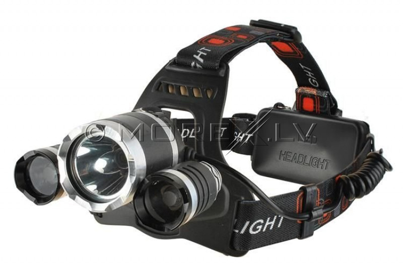 LED headlamp, 4 modes, 3 lamps