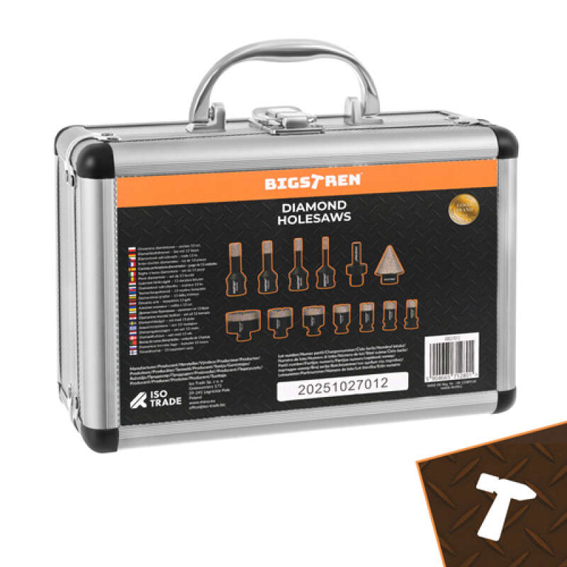 Dimanta kroņurbju komplekts, 13 detaļas (flīzēm, betonam, akmenim)