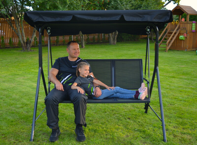 Garden swing 170x110x153 cm, 3-seat, black textilene