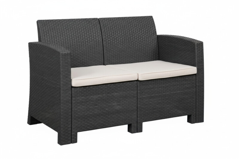 Садовый 2-местный диван с дизайном ротанга 120x65.6x76 cm, тёмно серый