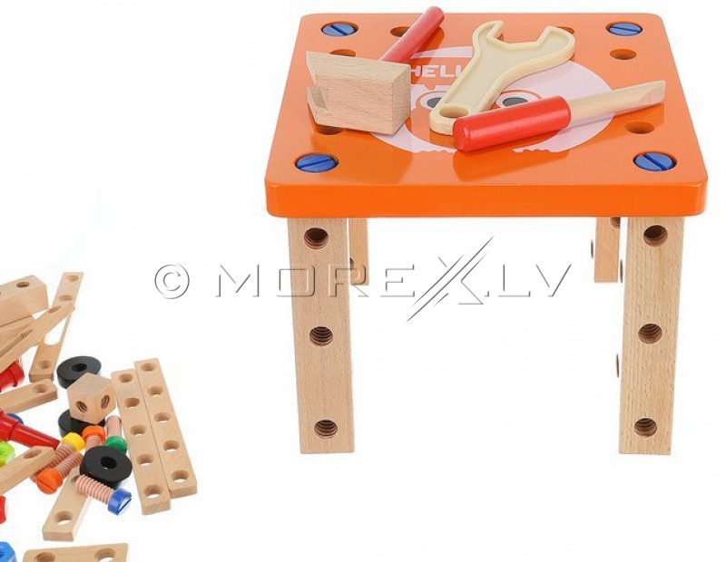 Kids' Wooden Construction Bench, 3 in1