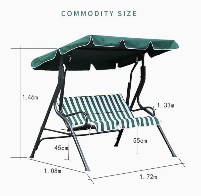 Dārza šūpoles 172x110x150 cm, 3-vietīgas, brūnas