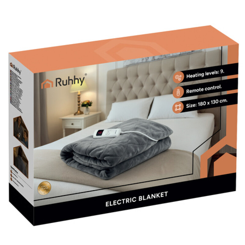 Electric Heated Blanket with 6 modes, 180x130cm, black