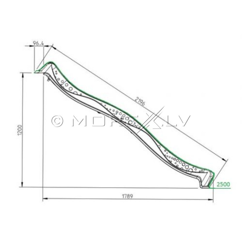 Slide КВТ “yulvo” 2.2 m, height 1.2 m, green