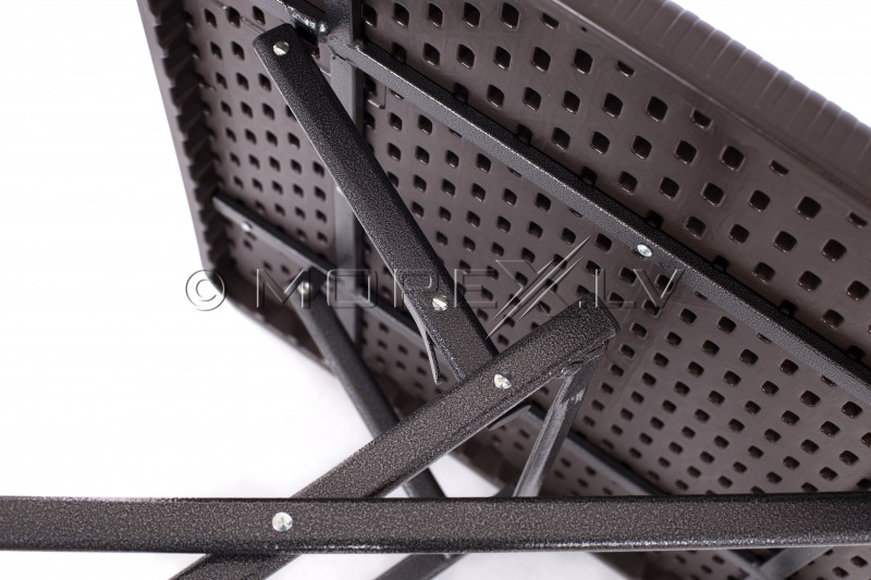 Square plastic folding table with a rattan design 78x78x74 cm