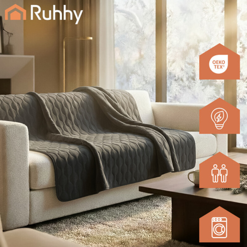 Electric Heated Blanket with 6 modes, 180x130cm, black