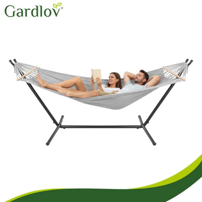 Garden hammock with a frame 200x150 cm, grey