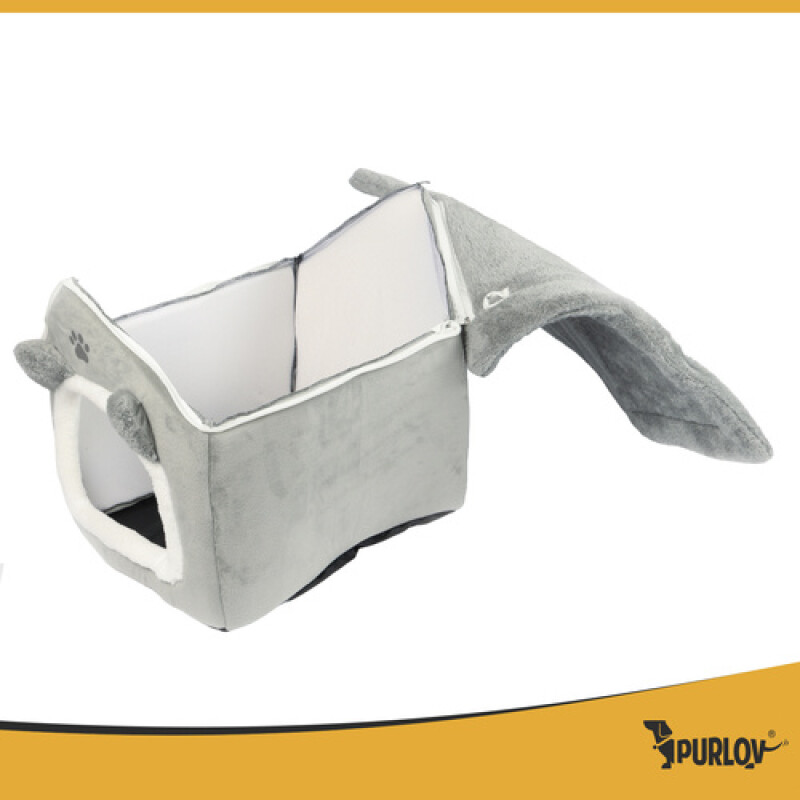 Cat bed, house, gray