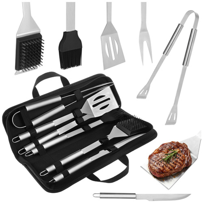 Barbecue utensils - set of 6 accessories + case