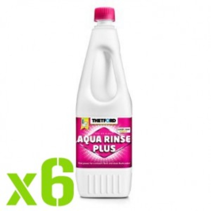 6 x Thetford Aqua Rinse Plus 1,5L (65ml/10l) - sanitation liquid concentrate for chemical toilets