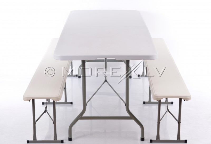 Fold-In-Half Table 183x76cm + 2 Folding Bench