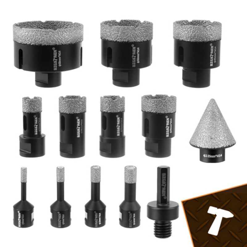 Dimanta kroņurbju komplekts, 13 detaļas (flīzēm, betonam, akmenim)