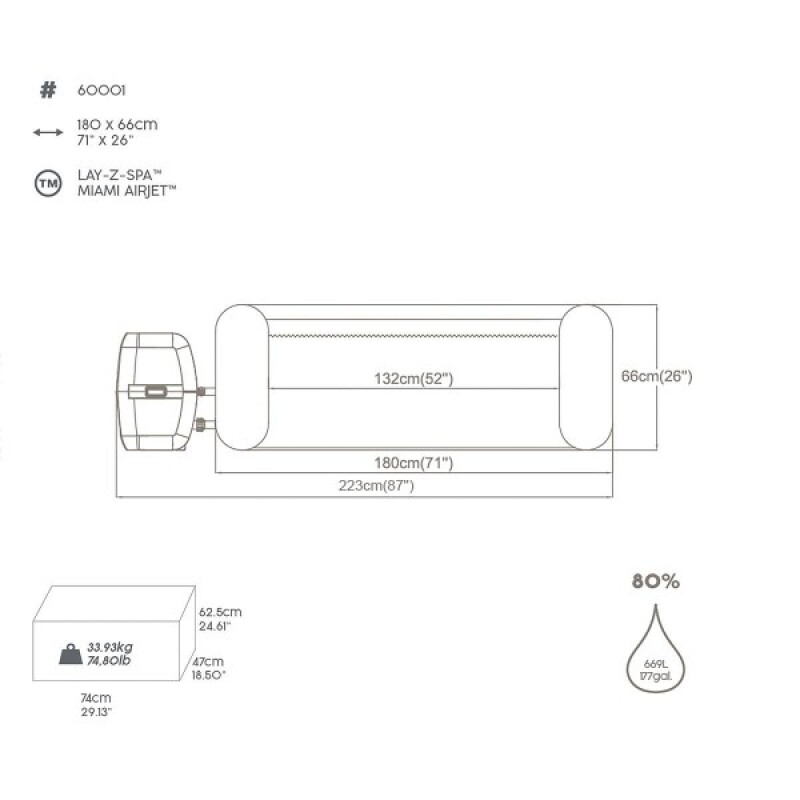 Bestway LAY-Z-SPA Miami AirJet burbuļvanna 2-4 personām (60001)
