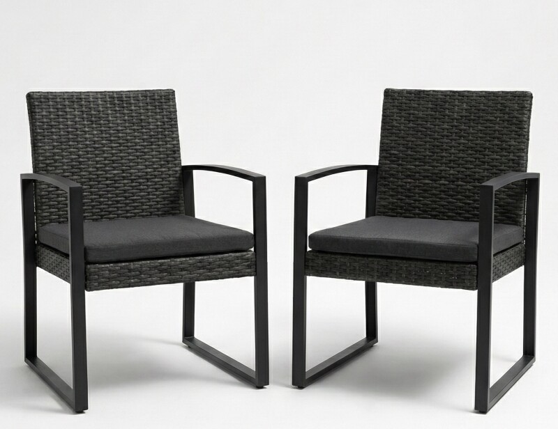 Rattan garden chairs 2 pcs, grey