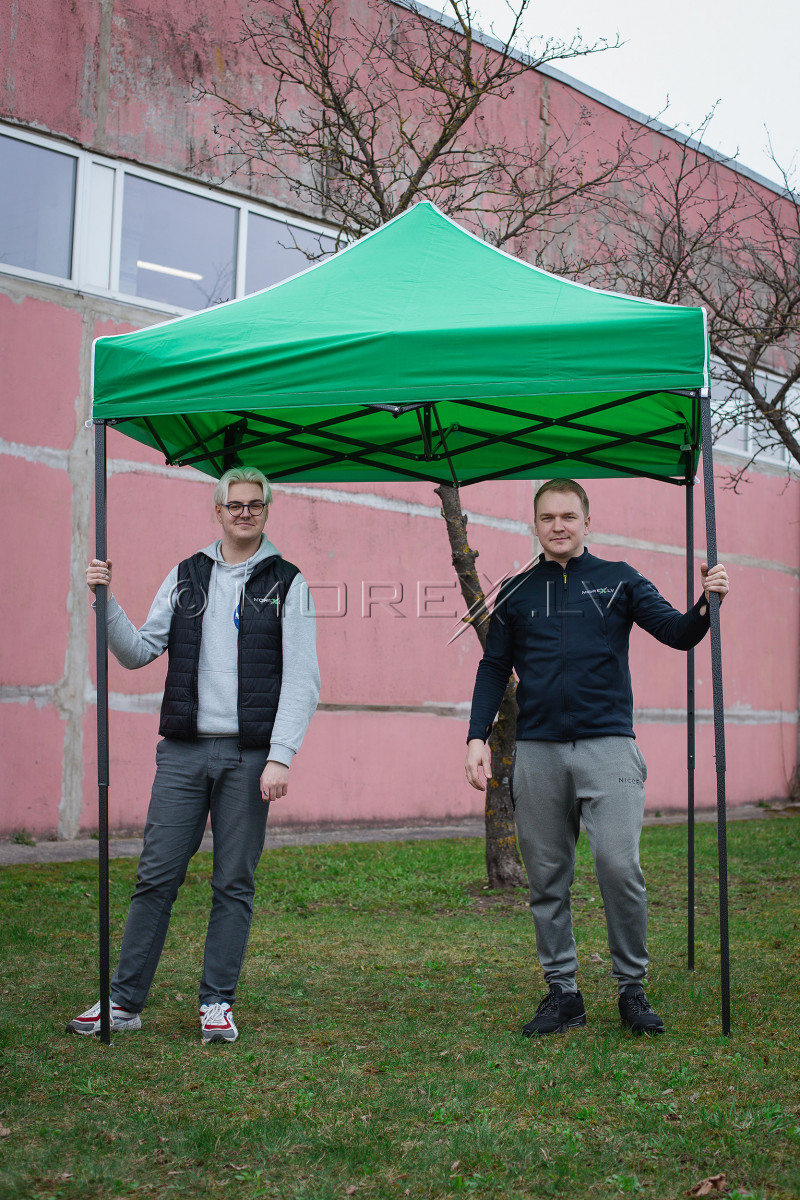 Pop Up Saliekamā nojume 2x2 m, bez sienām, Zaļa, H sērija, tērauds (tents, paviljons, telts)