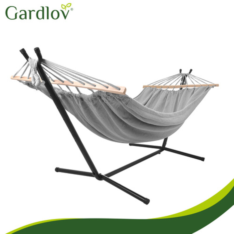 Garden hammock with a frame 200x150 cm, grey