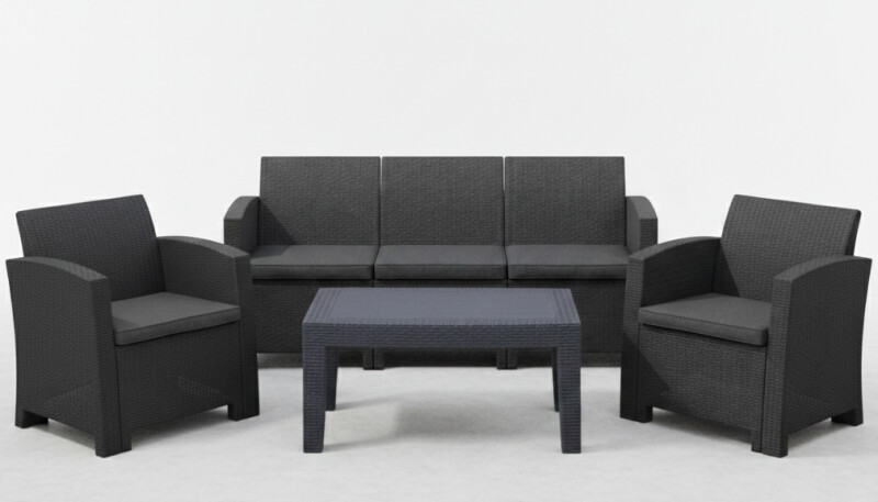 Ротанговый комплект мебели: диван, 2 кресла, стол