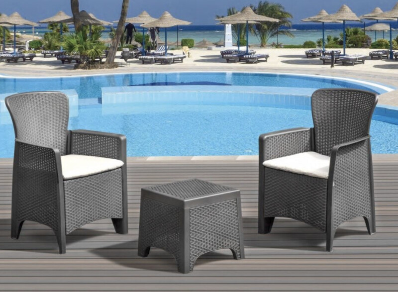 Rattan garden arm chair 55x55x85,5 cm, charcoal 2 pcs.