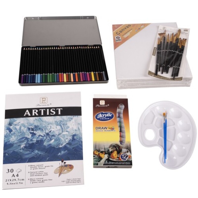 Easel with artistic painting set