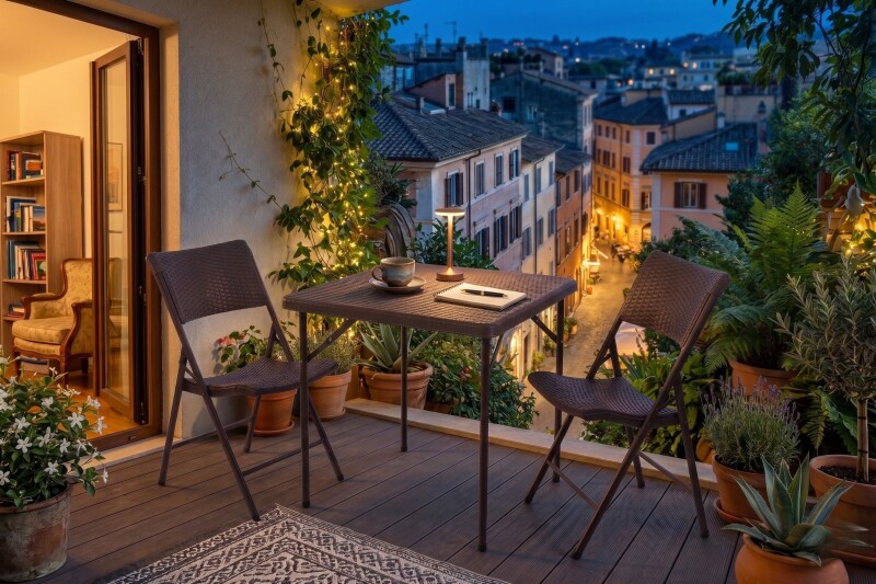 Square plastic folding table with a rattan design 86x86x74 cm + 2 chairs