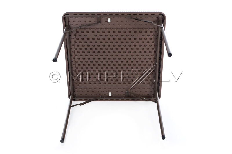 Square plastic folding table with a rattan design 86x86x74 cm