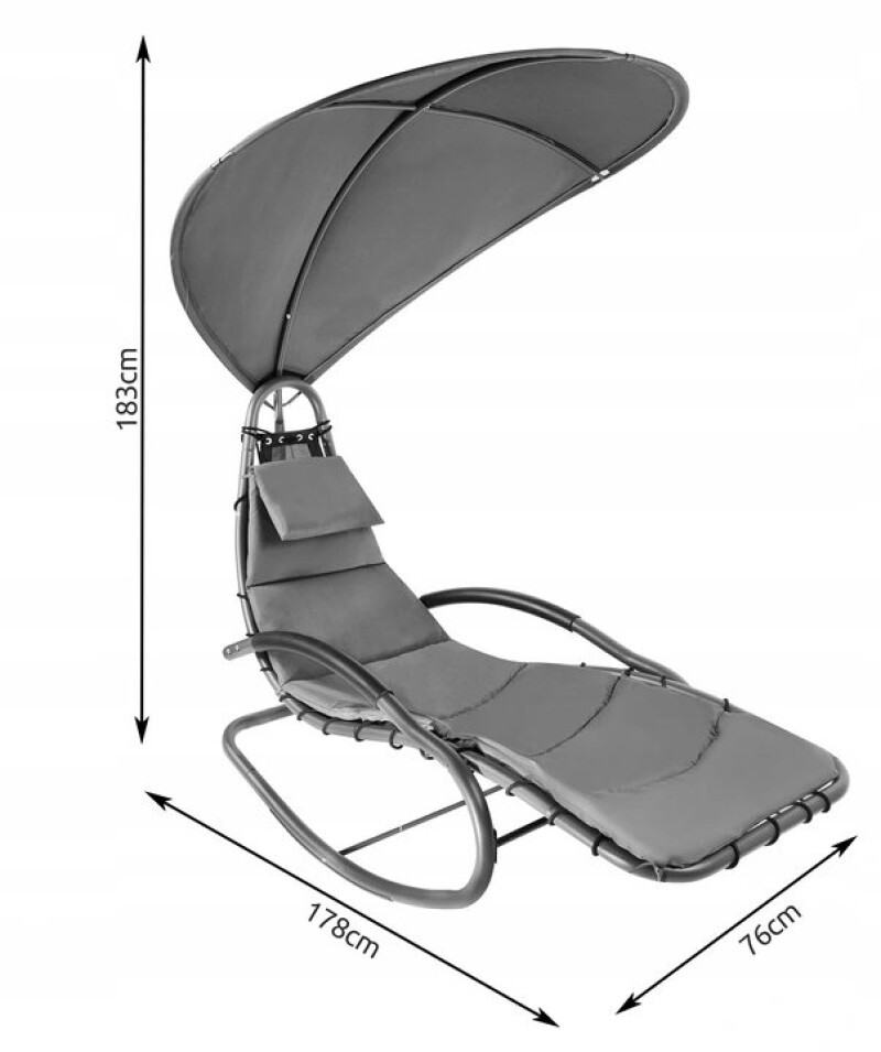 Garden swing with a roof 76x178x183 cm, gray