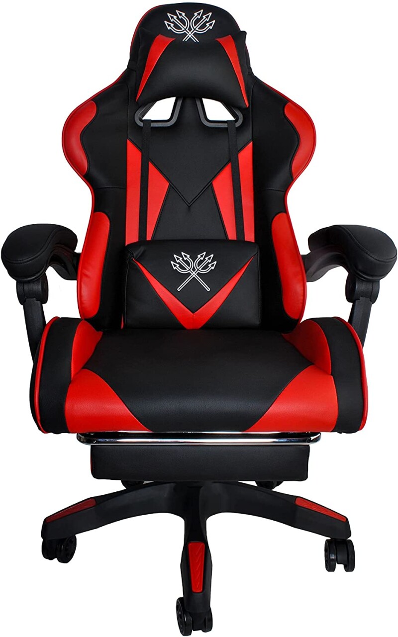 Gaming chair with footrest, red and black (8979)