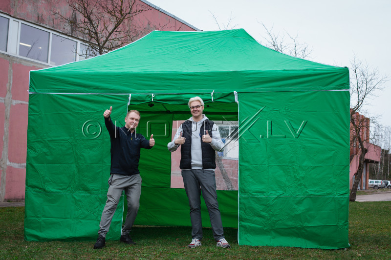 Pop Up Folding awning 3x4.5 m, with walls, Green, X series, aluminum (tent, pavilion, awning)