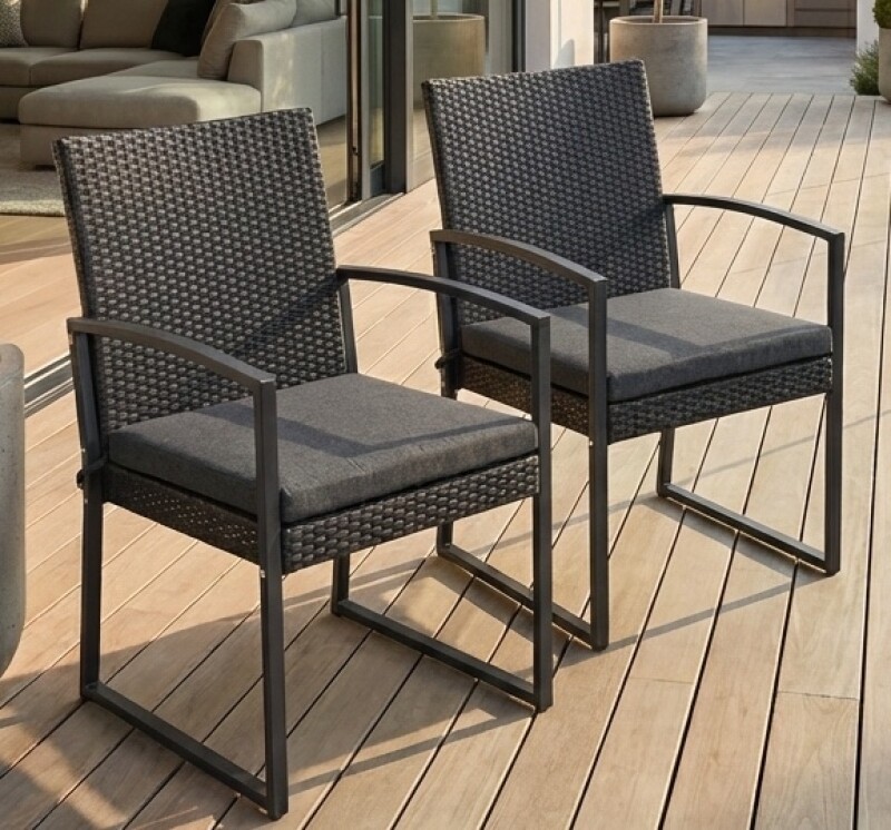 Rattan garden chairs 2 pcs, grey