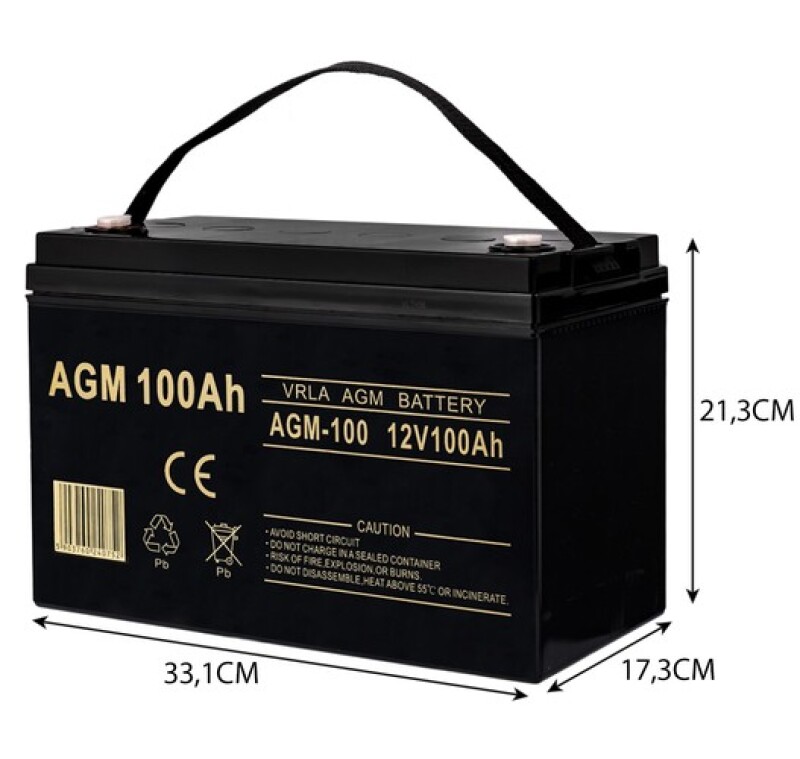 Power boat AGM battery 12V 100AH