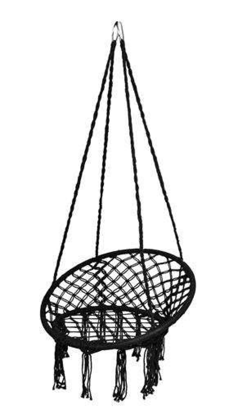 Hanging woven Macrame swing with pillow 2m, black round