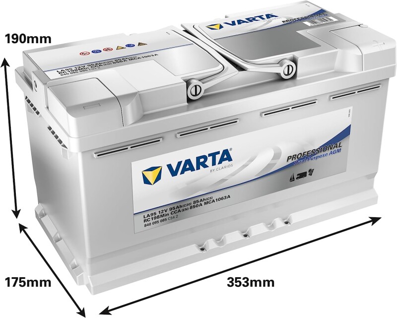 Slodzes akumulators laivu elektromotoriem VARTA Professional AGM LA95 95Ah (20h)