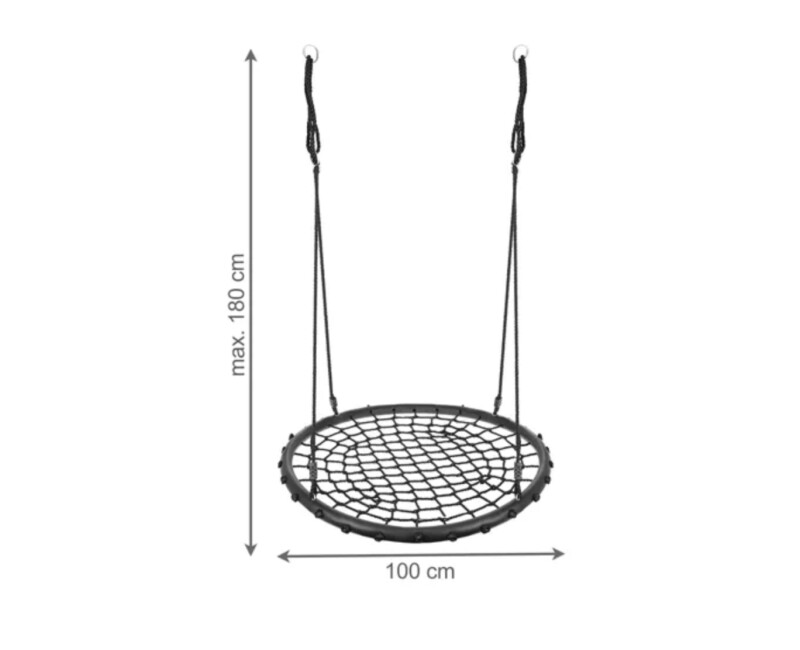 Šūpoles Stārķa ligzda Ø 100 cm, melnas