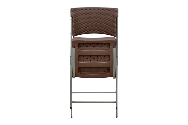 Folding chair with rattan design